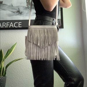 White fringe crossbody bag